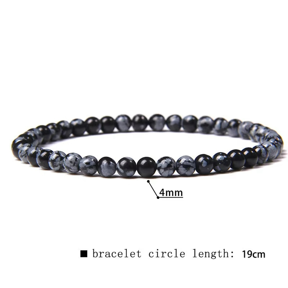 4mm Snowflake Stone Gemstone Beaded Stretchy Stacking Bracelet NWT